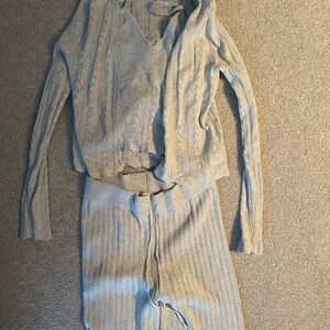 Pink Rose Light Gray Knit Set